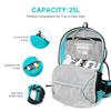 IX INOXTO Hydration Backpack, 25L Hiking Backpack with 3L Water Bladder and Rain Cover, Hiking Water Backpack Men Women Lightweight Hydration Pack for Hiking, Cycling, Climbing, Camping (Cyan), Black view 4