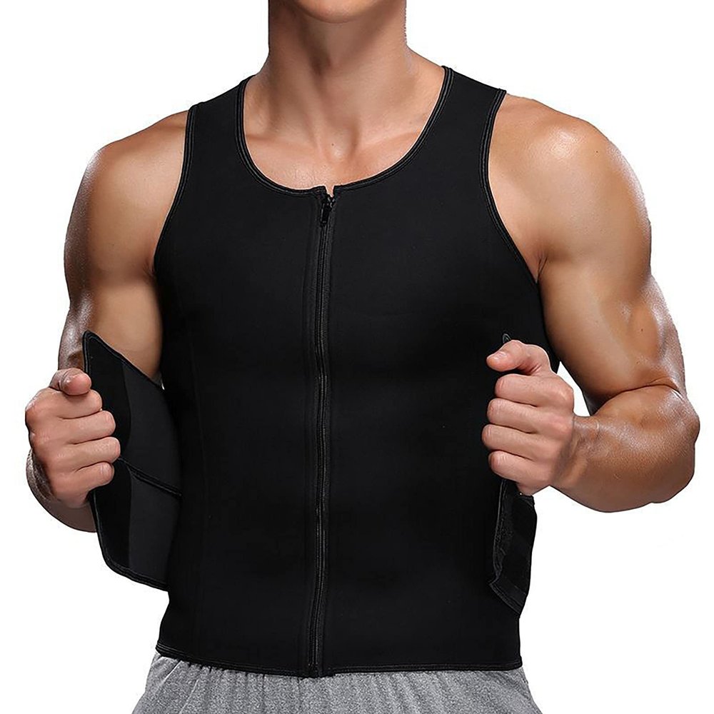 TIGAILIAN Sauna Shirt For Men, Short Sleeve Sauna Suit For Men, Sweat Body Shaper Sauna Vest For Men Gym Exercise Sauna Sauna Suits(Size:Small), Black
