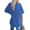 Womens Loose Fit Tshirts Short Sleeve Round Neck Basic Solid Tunic Tops Casual Workout Yoga Blouse T Shirts Tops (Large,Blue) view 2