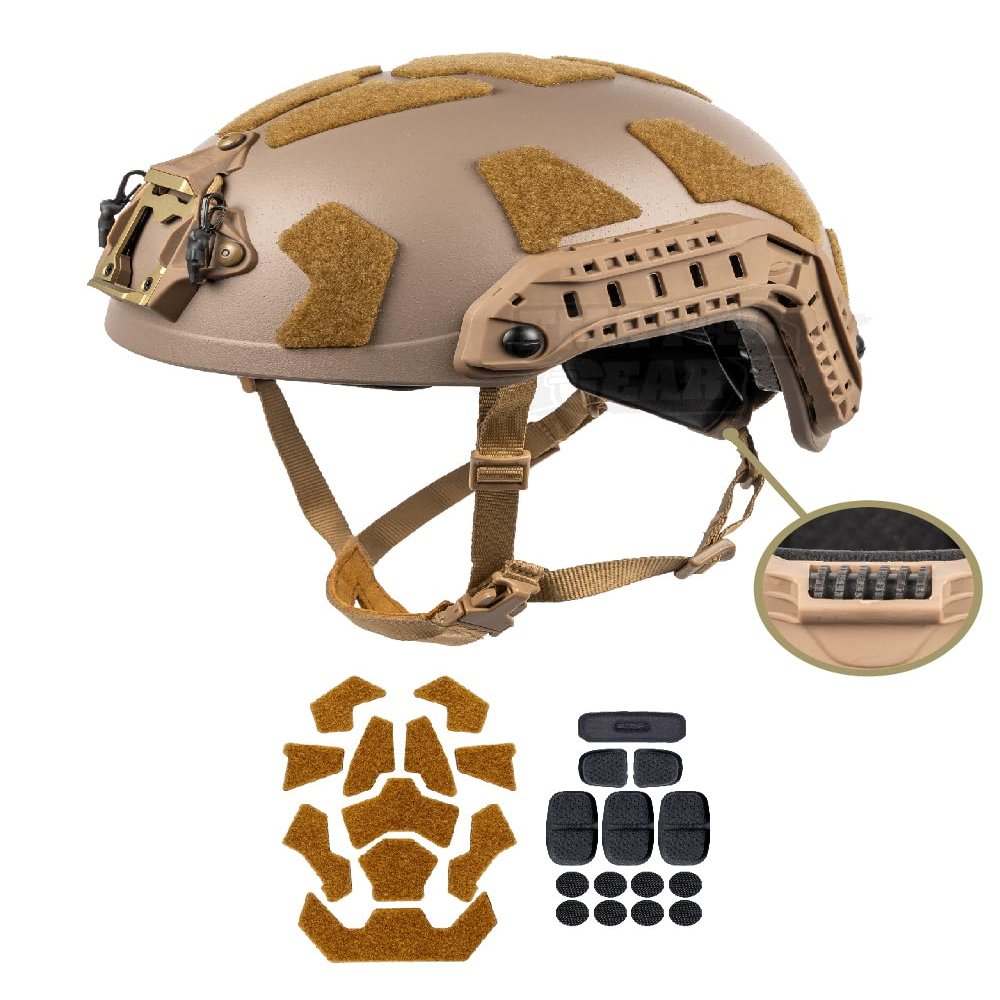 FMATAL GEAR SF Super High-Cut Fast Helmet, Surface Sandblast Treatment ABS Tactical Helmet for Airsoft, Paintball, and Outdoor Sports (Sand, L/XL)