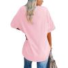 Women's V Neck Solid Color T-Shirt Casual Short-Sleeved Sports Tunic Top Lightweight Fashion Basic Tee Soft Clothes 2024 (XX-Large,Pink) view 2