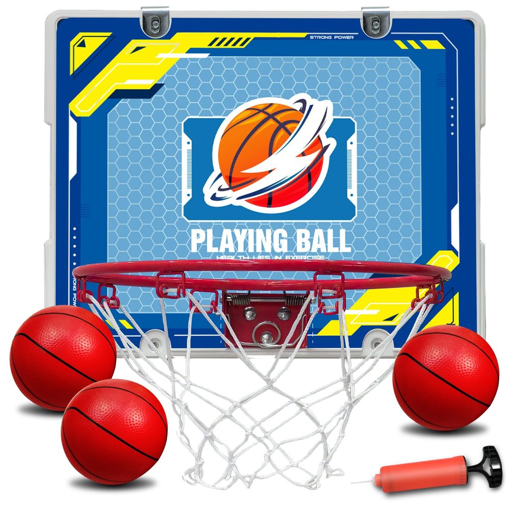 Indoor Mini Basketball Hoop - Over The Door Hoop for Bedroom & Office, Kids Boys Gift, Wall Mount & Door Hanging