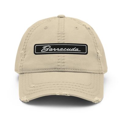 1971-1974 Barrcuda Script Muscle Car Enthusiasts Distressed Dad hat for Classic Car Owners Drivers Cuda Cap Khaki