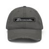 1971-1974 Barrcuda Script Muscle Car Enthusiasts Distressed Dad hat for Classic Car Owners Drivers Cuda Cap Charcoal Grey view 1
