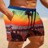 GINGTTO Mens Hoochie Daddy Traje De BaO para Hombre Slim Fit Traje De BaO 4" Inseam Hawaiian Landscape Print XL view 2