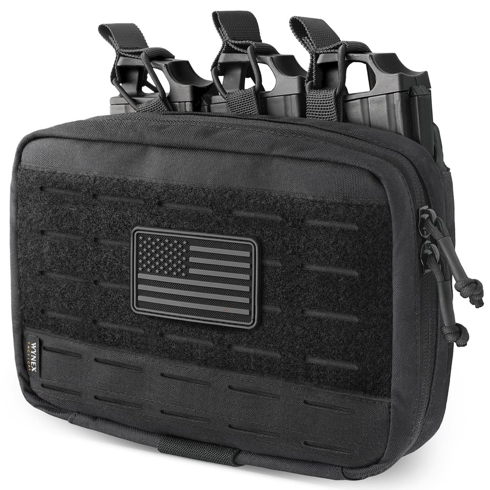 WYNEX Molle Mag Pouch,Tactical Molle Admin Pouch of Laser Cut, Triple Magazine Pouch with Molle Utility Pouch for AR M4 M16 Mag, Tactical Medical EMT EDC Pouch