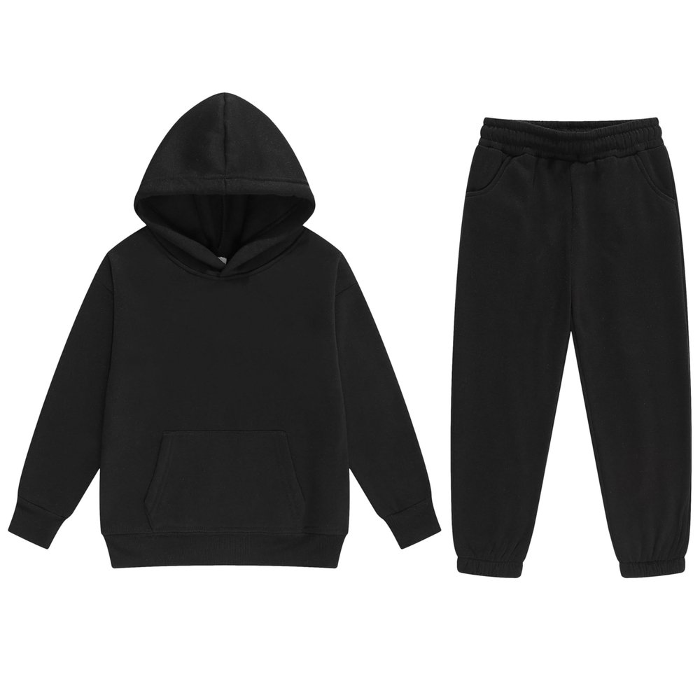 Boys 2 Pieces Sweatsuits Pullover Hoodie and Sweatpants Girls Fashion Tracksuit Set Birthday Gift for Kids (Black,6 Years)