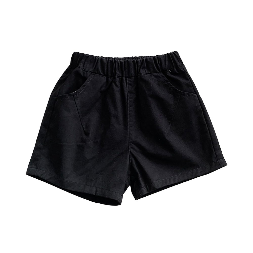 Toddler Girls Boys Cotton Pull on Shorts Solid Color Infant Baby Summer Loose Sweat Shorts Kids (Black, 18-24 Months)