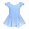 Arshiner Leotards for Girls Ballet Flutter Sleeve Dance Leotard with Shinny Skirts Toddler Dance Outfits Blue 2-3T