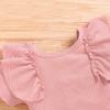 AMIMOJY todays daily deals Girls Sunflower Baby Clothes Summer Dresses Cotton Ruffle Short Sleeve Tops Floral Prints Bow Shorts Cute Outfit Set 12 month girl clothes fall, 0-6 Months, 03-pink view 3