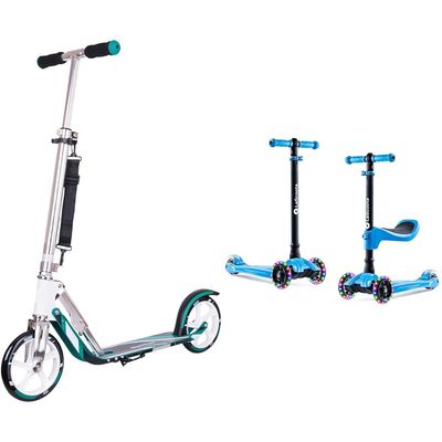 Scooter for Kids & Adults | Foldable Aluminum Frame Holds 220lbs | with Kick Scooter for Toddlers Age 3-12, Adjustable Height & Removable Seat