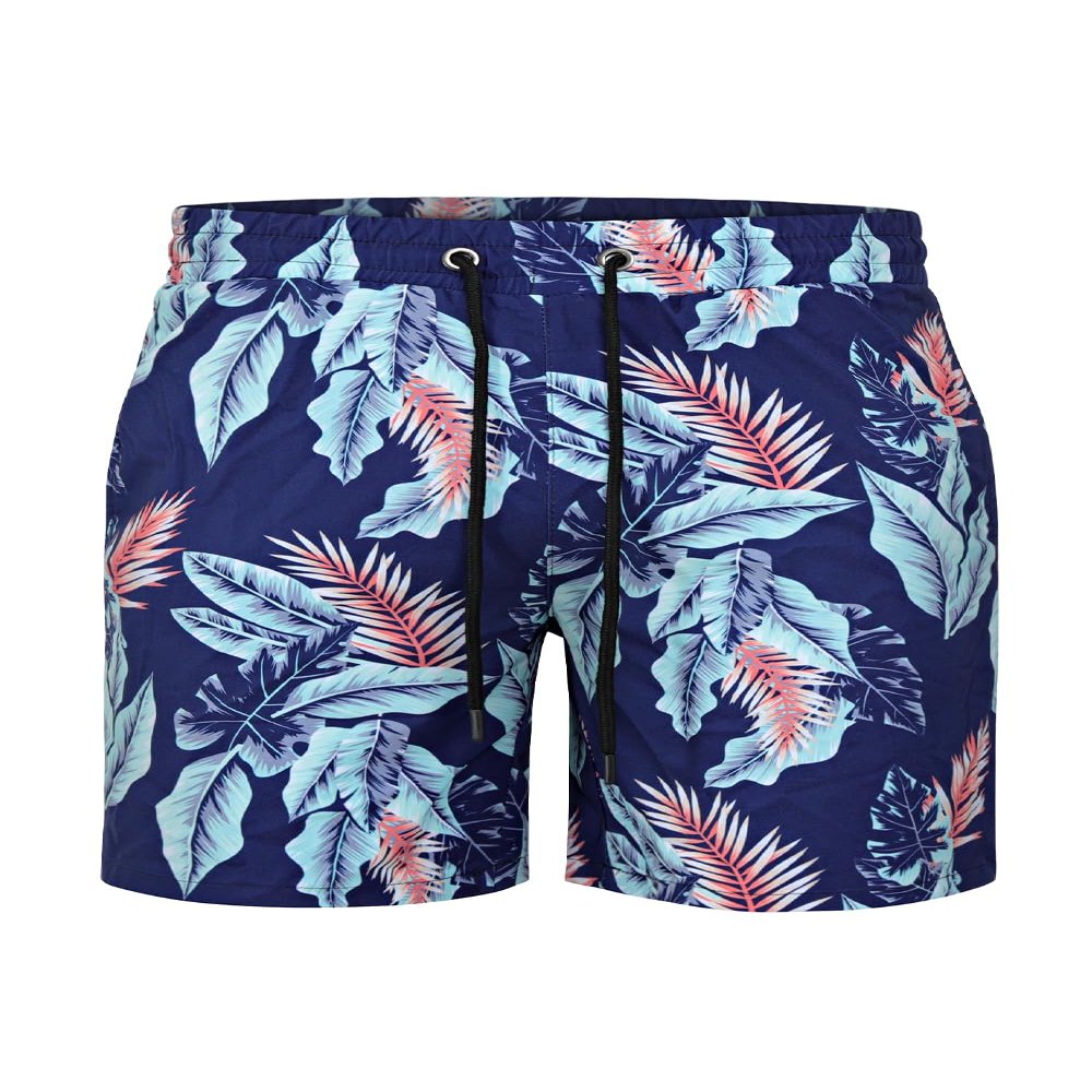 GINGTTO Mens Cruise Bathing Suit Tight Swimwear for Men 3" Inseam Palm Leaf Pattern M