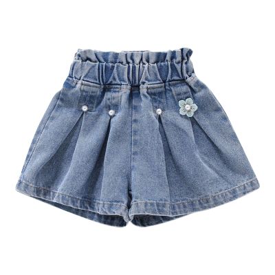 Children's Summer Thin Denim Jeans Fashion Shorts Girls Sweatsuits Baby Girl Bloomers (A, 5-6 Years)