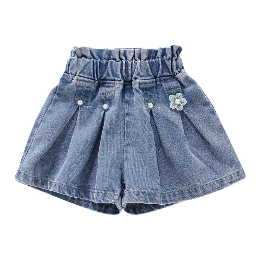 Children's Summer Thin Denim Jeans Fashion Shorts Girls Sweatsuits Baby Girl Bloomers (A, 5-6 Years)