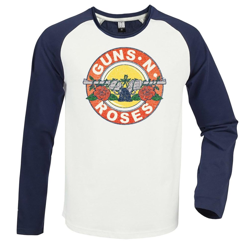 Amplified Unisex Adult Vintage Bullet Guns N Roses Vintage T-Shirt (XL) (White/Navy), X-Large