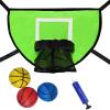 LEADWIN Trampoline Basketball Hoop with Pump and Mini Ball, Waterproof, Sunscreen Soft Materials, Easy to Assemble Sturdy for Dunk Fit, Trampoline Accessory of Trampoline and All Ages, Green view 1