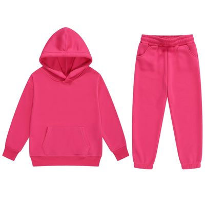 Boys 2 Pieces Sweatsuits Pullover Hoodie and Sweatpants Girls Fashion Tracksuit Set Birthday Gift for Kids (Rose,10 Years)