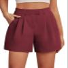 Feiersi Womens Casual Elastic Waist Wide Leg Suit Tailored Shorts Summer Dressy Work Shorts with Pockets(Wine Red,X-Large) view 1