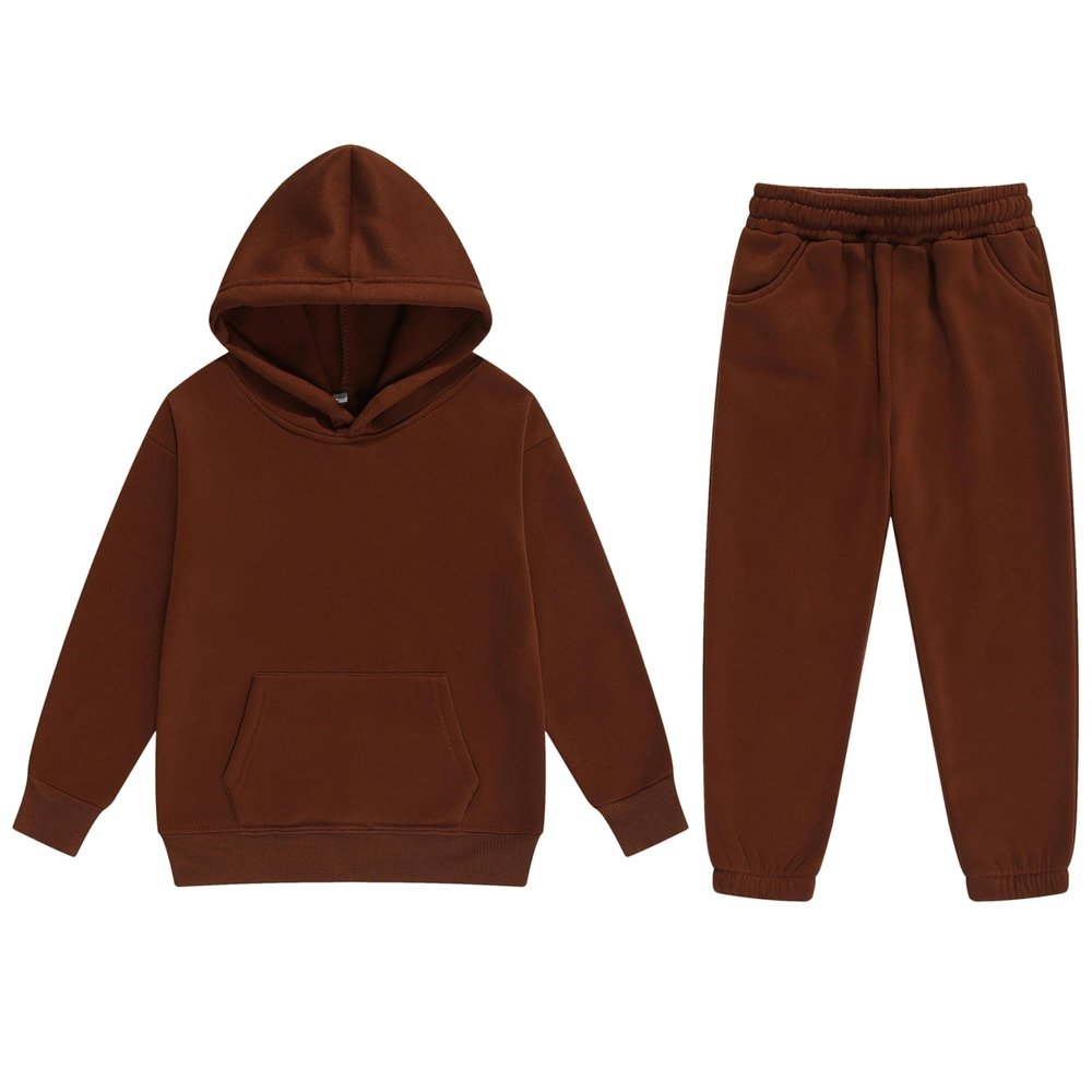 Boys 2 Pieces Sweatsuits Pullover Hoodie and Sweatpants Girls Fashion Tracksuit Set Birthday Gift for Kids (Coffee,1 Year)