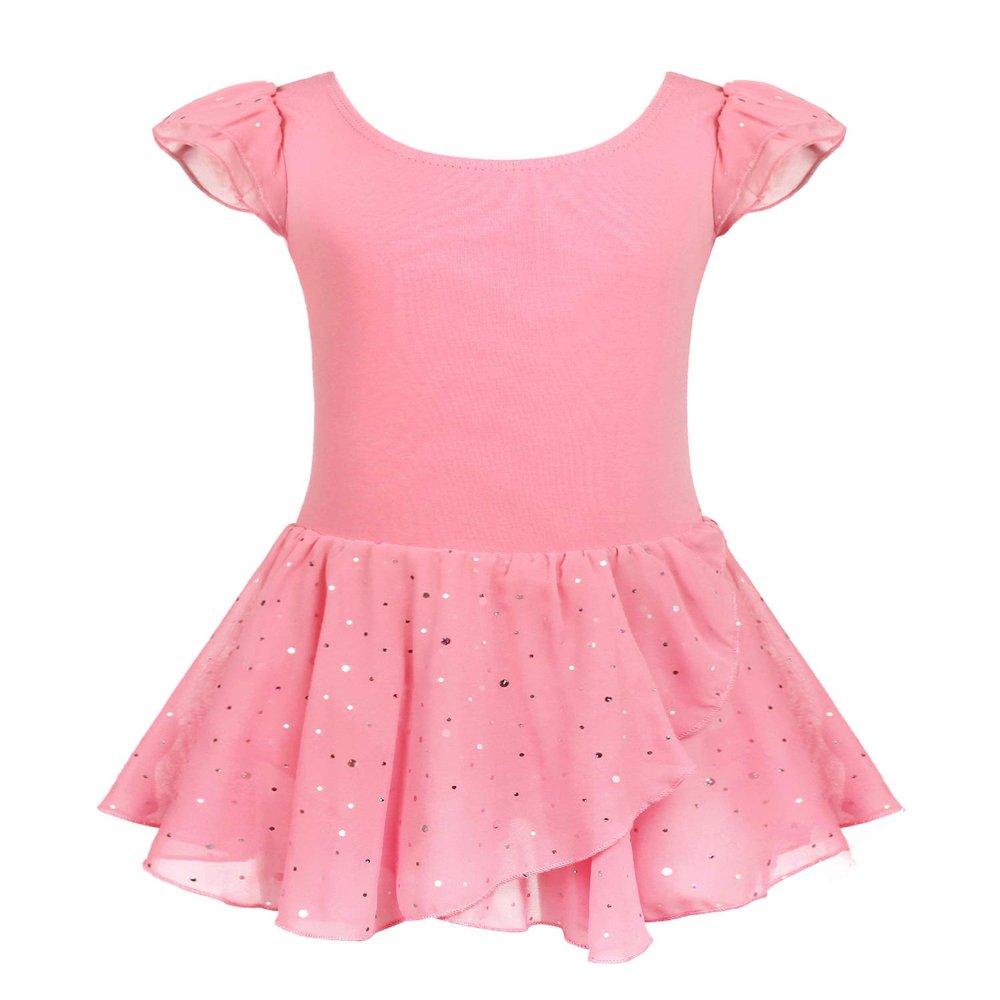 Arshiner Ballet Leotards for Girls Ballet Leotard with Skirt Flutter Sleeve Toddler Dance Outfits Pink 2-3T