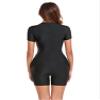 Moily Womens Short Sleeve Zip Front Swimwear Boyleg Sports Bathing Suit Athletic Surfing Wetsuit Black&White Medium view 4