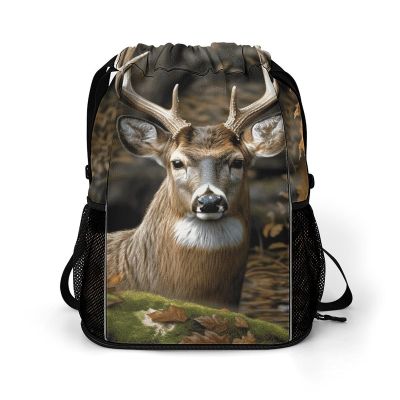 NHYDSPQ Sports Belt Pocket,Camouflage Deer Drawstring Backpack,drawstring Bag,travel Drawstring Backpack with Side Pocket