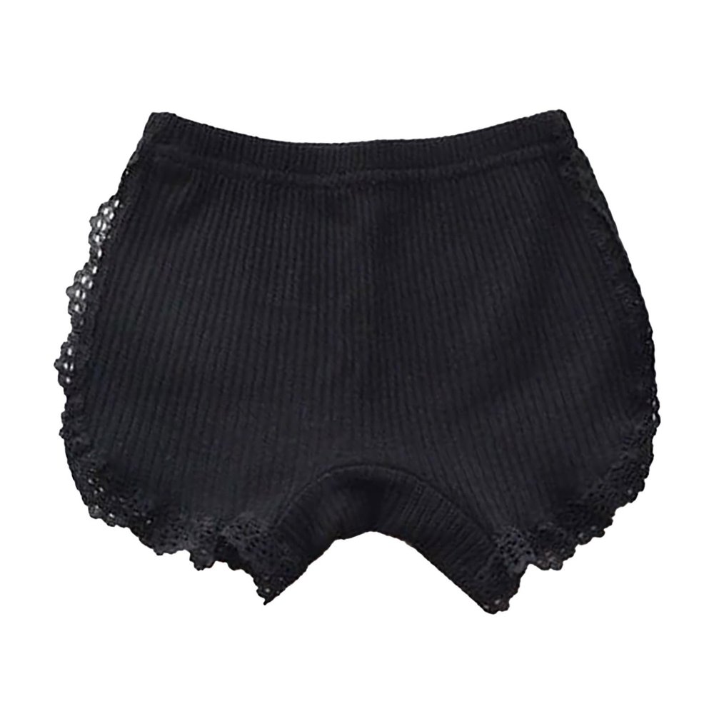 Summer Dance Shorts for Girls Lace Bike Short Undershorts Underwear Underdress Breathable Knit (Black, 5-6 Years)