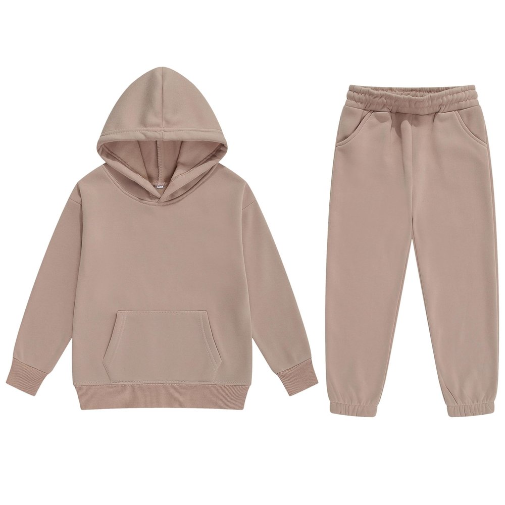 Boys 2 Pieces Sweatsuits Pullover Hoodie and Sweatpants Girls Fashion Tracksuit Set Birthday Gift for Kids (Khaki,6 Years)