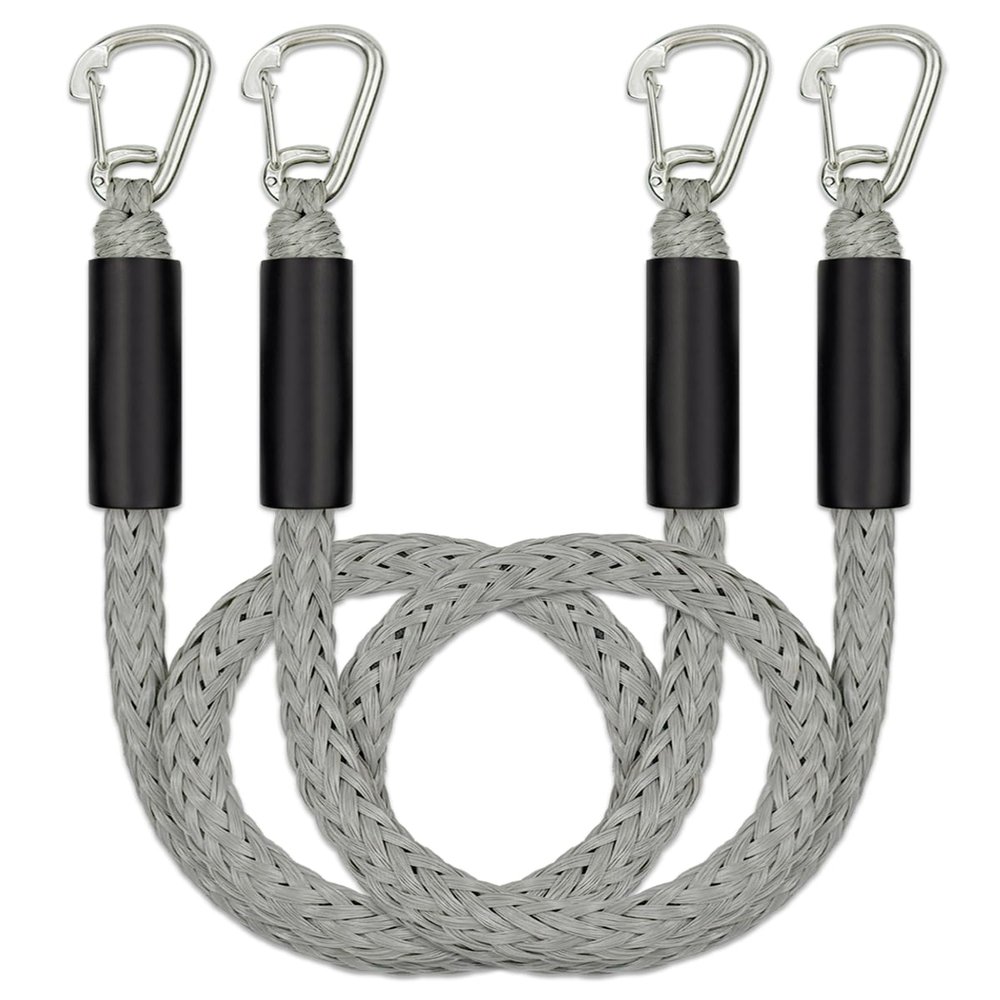 3 Feet Bungee Dock Lines with 2 Clips Heavy Duty 316 Stainless Steel Clips Boat Ropes Mooring Rope & Dock Ties for for Boats PWC or Jet Ski 2PCS (Grey, 3 Feet)