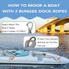 3 Feet Bungee Dock Lines with 2 Clips Heavy Duty 316 Stainless Steel Clips Boat Ropes Mooring Rope & Dock Ties for for Boats PWC or Jet Ski 2PCS (Grey, 3 Feet) view 4