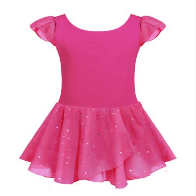Arshiner Ballet Leotards for Girls Ballet Leotard with Skirt Toddler Flutter Sleeve Dance Dress Rose Red 2-3T