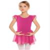 Arshiner Ballet Leotards for Girls Ballet Leotard with Skirt Toddler Flutter Sleeve Dance Dress Rose Red 2-3T view 2