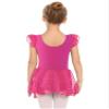 Arshiner Ballet Leotards for Girls Ballet Leotard with Skirt Toddler Flutter Sleeve Dance Dress Rose Red 2-3T view 3