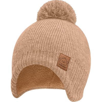 Baby Beanie Winter Hat 6-36 Months - Cute Pom Winter Baby Hats with Earflaps, Soft & Stretchy Knit Toddler Beanies for Infant, Newborn 6-36 Months Boys, Girls, Cozy, Warm Fall Essentials (Dune, M)