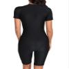 Moily Women Athletic Surfing Wetsuit Short Sleeve Zip Front Swimwear Boyleg Sports Bathing Suits Pink Large view 2