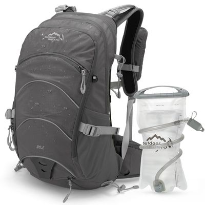 IX INOXTO 20L Hydration Backpack, Waterproof Hiking Internal Frame Backpacks with 2L Hydration Water Bladder and Rain Cover for Men, Lightweight Travel Daypack for Cycling,Camping,Ski (grey)