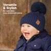 2-Pack Baby Hats for Girls, Boys - Stretchy Baby Beanies, Cute Newborn & Toddler Winter Hat, Soft & Warm Pom Pom Beanie for Infant, Toddler, Boys, Girls 6-36 Months (Ember, M) view 3