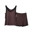 NineFit Basics Modal Womens Summer Pajama Sets Soft Pjs Sleepwear Scoop Neck Tank Tops Wide Leg Shorts Set Loungewear Sleep Cami Pj, Large, A02_coffee view 1