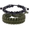 Lightock 2Pcs Obsidian/Lava Stone Beaded Bracelets for Women Handmade Survival Paracord Bracelets Outdoor Relaxation Gifts (Army Green) view 1