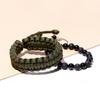 Lightock 2Pcs Obsidian/Lava Stone Beaded Bracelets for Women Handmade Survival Paracord Bracelets Outdoor Relaxation Gifts (Army Green) view 3