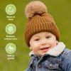 KeaBabies 2-Pack Baby Hats for Girls, Boys - Stretchy Baby Beanies, Cute Newborn & Toddler Winter Hat, Soft & Warm Pom Pom Beanie for Infant, Toddler, Boys, Girls 6-36 Months (Latte, M) view 4