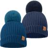2-Pack Baby Hats for Girls, Boys - Stretchy Baby Beanies, Cute Newborn & Toddler Winter Hat, Soft & Warm Pom Pom Beanie for Infant, Toddler, Boys, Girls 6-36 Months (Cobalt, M) view 1