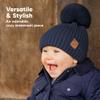 2-Pack Baby Hats for Girls, Boys - Stretchy Baby Beanies, Cute Newborn & Toddler Winter Hat, Soft & Warm Pom Pom Beanie for Infant, Toddler, Boys, Girls 6-36 Months (Cobalt, M) view 3