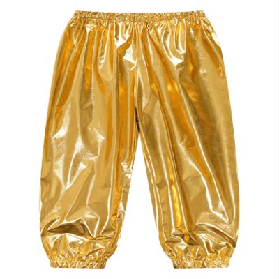 Freebily Unisex Boys Girls Shiny Metallic Dance Pants Festival Party Pants Disco Loose Harem Trousers 2-16 Years Gold 7-8 Years