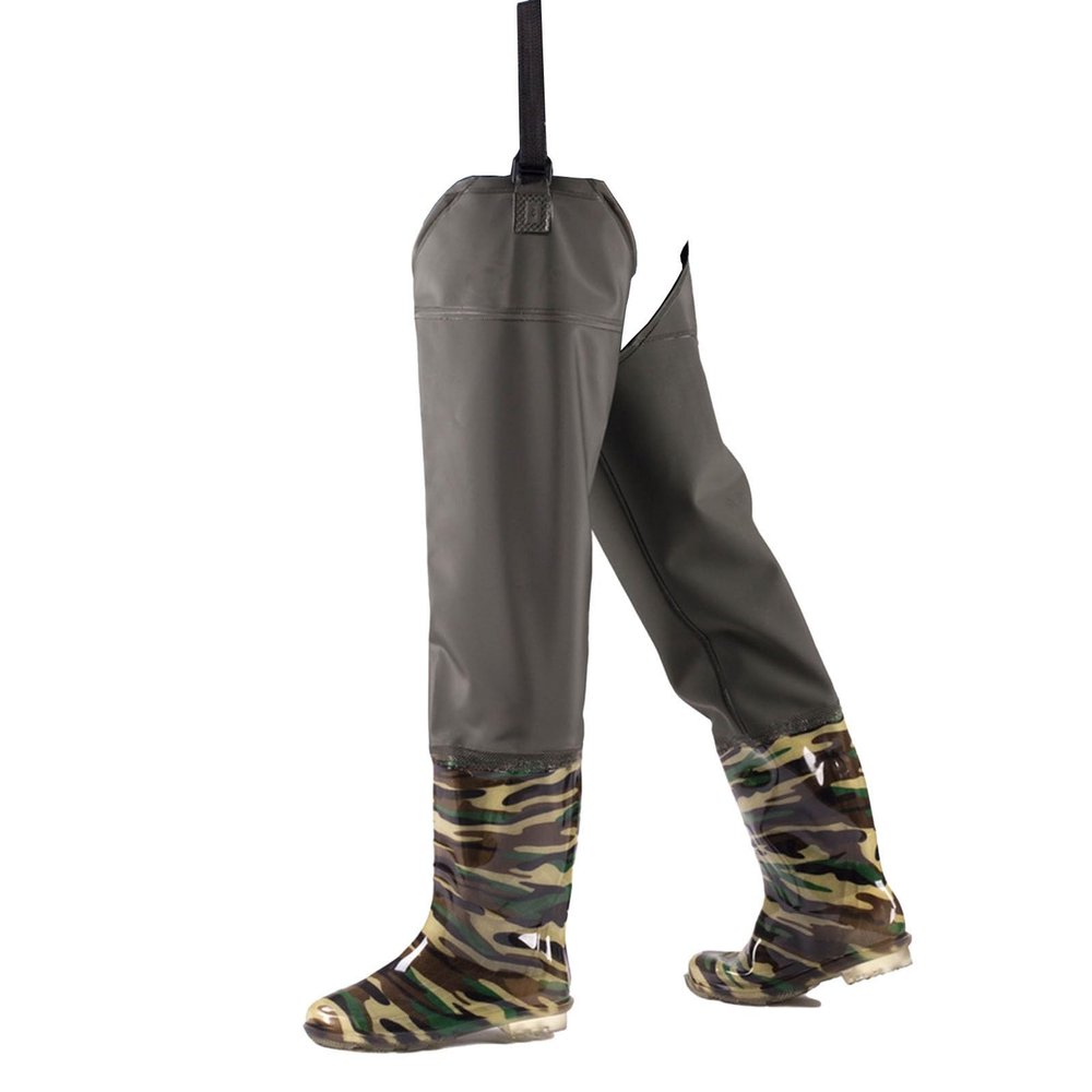 BERRIHORT Hip Waders Waterproof Hip Wader with Adjustable Buckle Lightweight PVC Wading Hip Boots for Fishing Hunting(Size:8.5)
