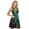 ALAZA Watercolor Green Kraken Black Women Summer Dresses Casual Sleeveless Sundress with Pockets Tank Dress XL view 2