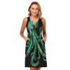 ALAZA Watercolor Green Kraken Black Women Summer Dresses Casual Sleeveless Sundress with Pockets Tank Dress XL view 3