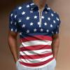 DPAINTouscap Patriotic American Flag Men's Short Sleeve Zipper Polo Shirt Casual Golf Shirts, X-Large, Style-14 view 2