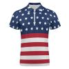 DPAINTouscap Patriotic American Flag Men's Short Sleeve Zipper Polo Shirt Casual Golf Shirts, X-Large, Style-14 view 3