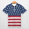 DPAINTouscap Patriotic American Flag Men's Short Sleeve Zipper Polo Shirt Casual Golf Shirts, X-Large, Style-14 view 4